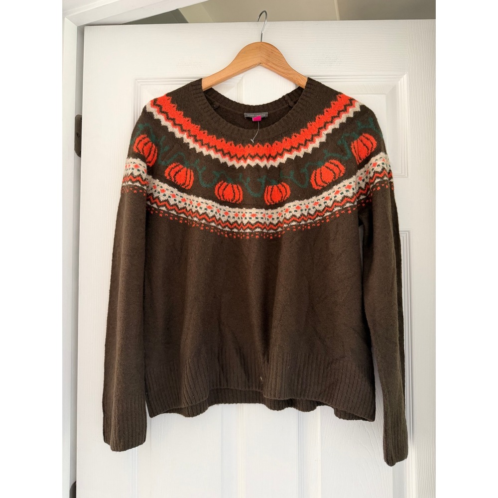 Womens Fall Pumpkin Novelty Festival Yolk Knit Crewneck Cottage